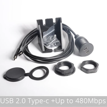 

Dual Port USB 2.0 Type C Male to Female 2 Ports Car Mount Flush Cable Waterproof Extension for Car Truck Boat Motorcy Panel