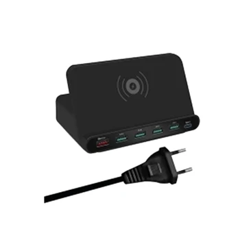 

3 in 1 Universal Qi Wireless Recharger for Smartphone Multi USB Quick Charge Holder(EU Plug)