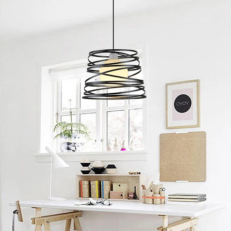 Günstig LED Anhänger Lichter Restaurant Einzigen Kopf Eisen Kunst Hängen Lampe Küche Kaffee Haus Leuchten Loft Formen Spirale Licht