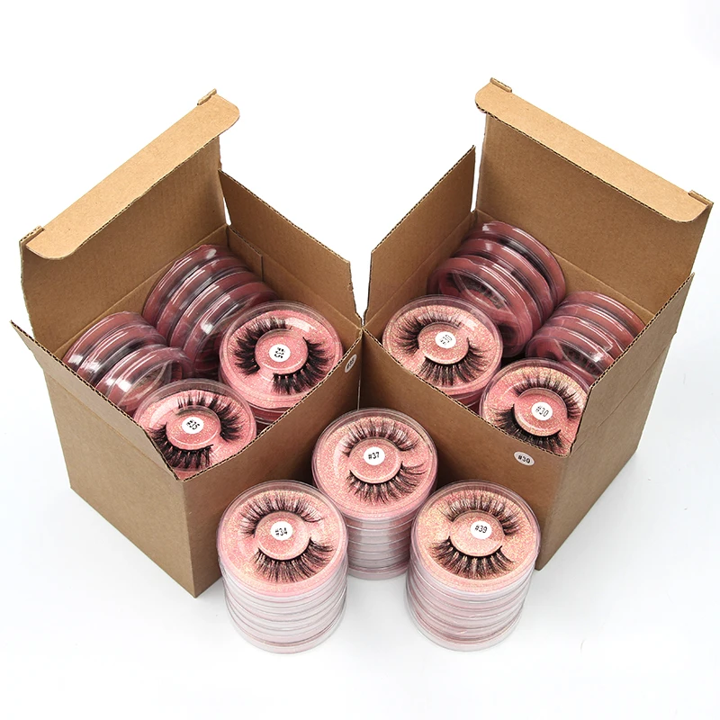 Wholesale Lashes Eye-Bulk Handmade Faux Fluffy Soft Natural Wispy Thick 3d Long 4/10/50/100pcs