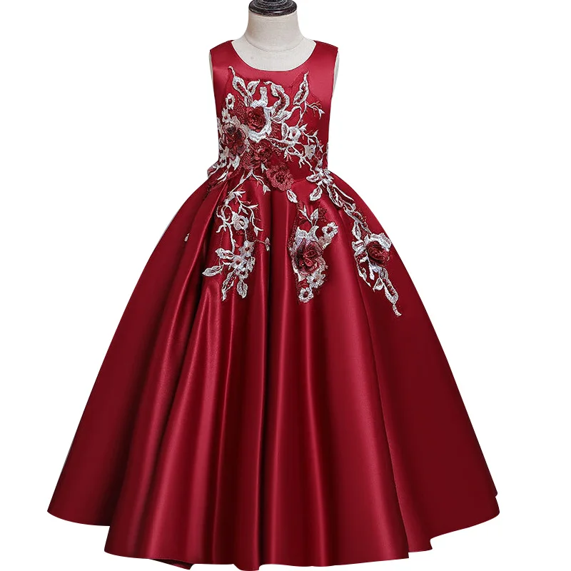 Г. Рождественское праздничное платье принцессы для девочек высококачественное атласное длинное платье с аппликацией для дня рождения и банкета От 4 до 17 лет Одежда для девочек
