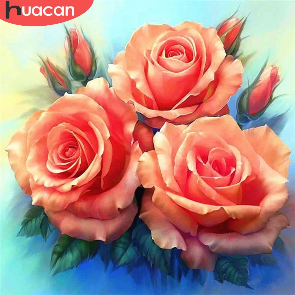 HUACAN Алмазная вышивка розы цветы подарок ручной работы картины бисером Полное квадратное сверло комплект