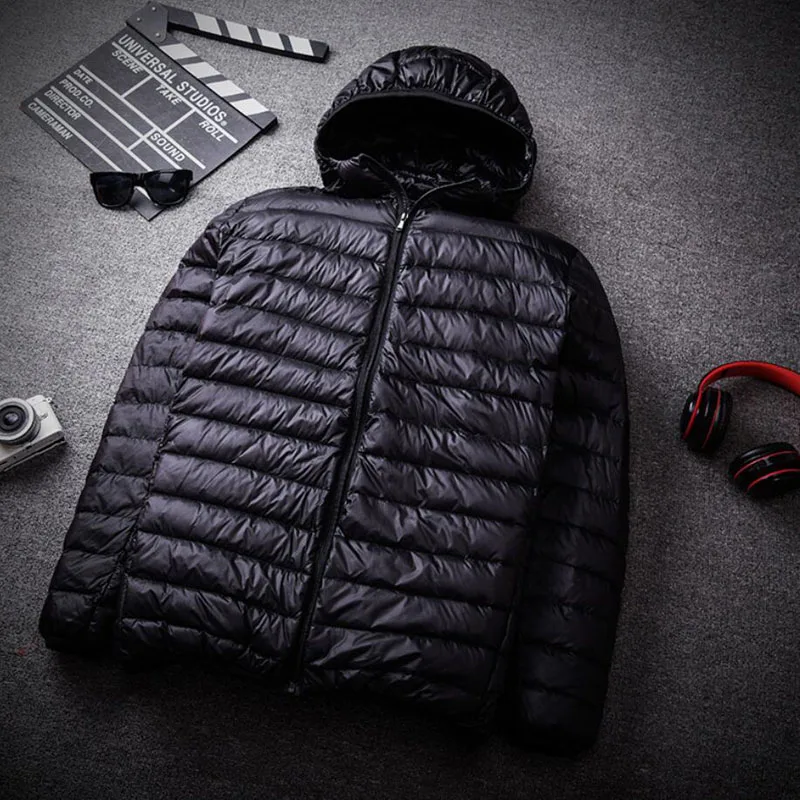 Large size thin and light hooded men's down jacket large size coat man puffer plus winter jacket men 9XL 12XL 11XL 10XL