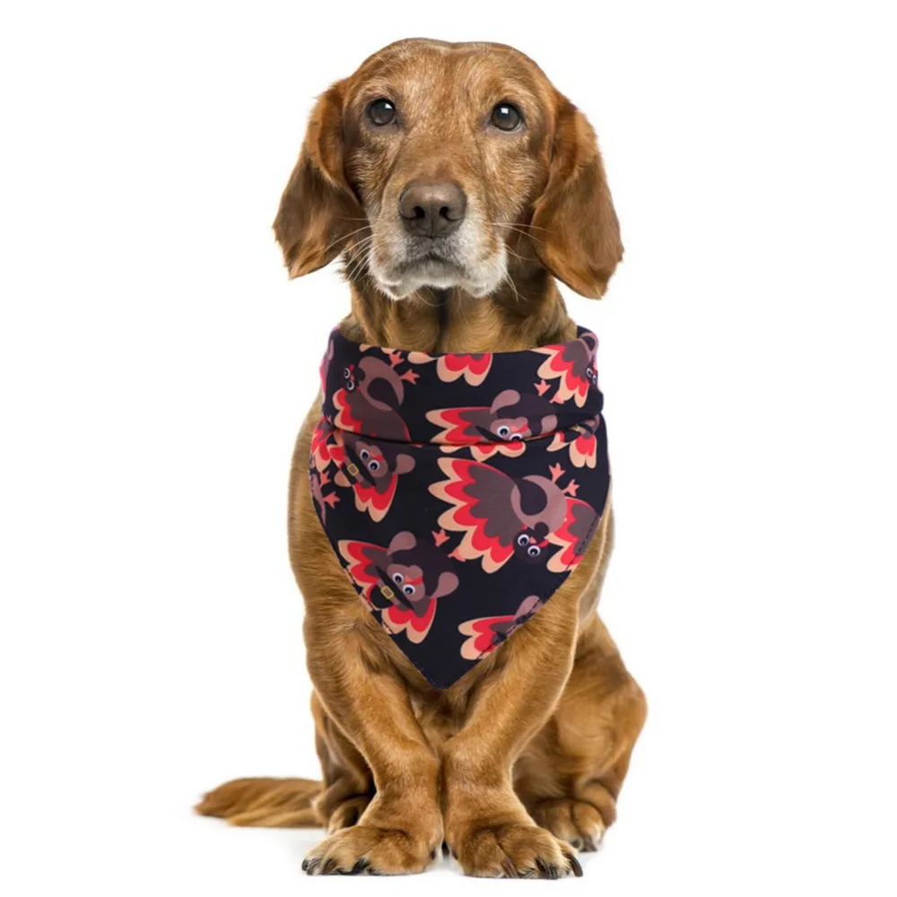 Fashion Thanksgiving Dog Bandana Cotton Scarf Bib Grooming Accessories Triangular Bandage Collar for Small Medium Large Pet