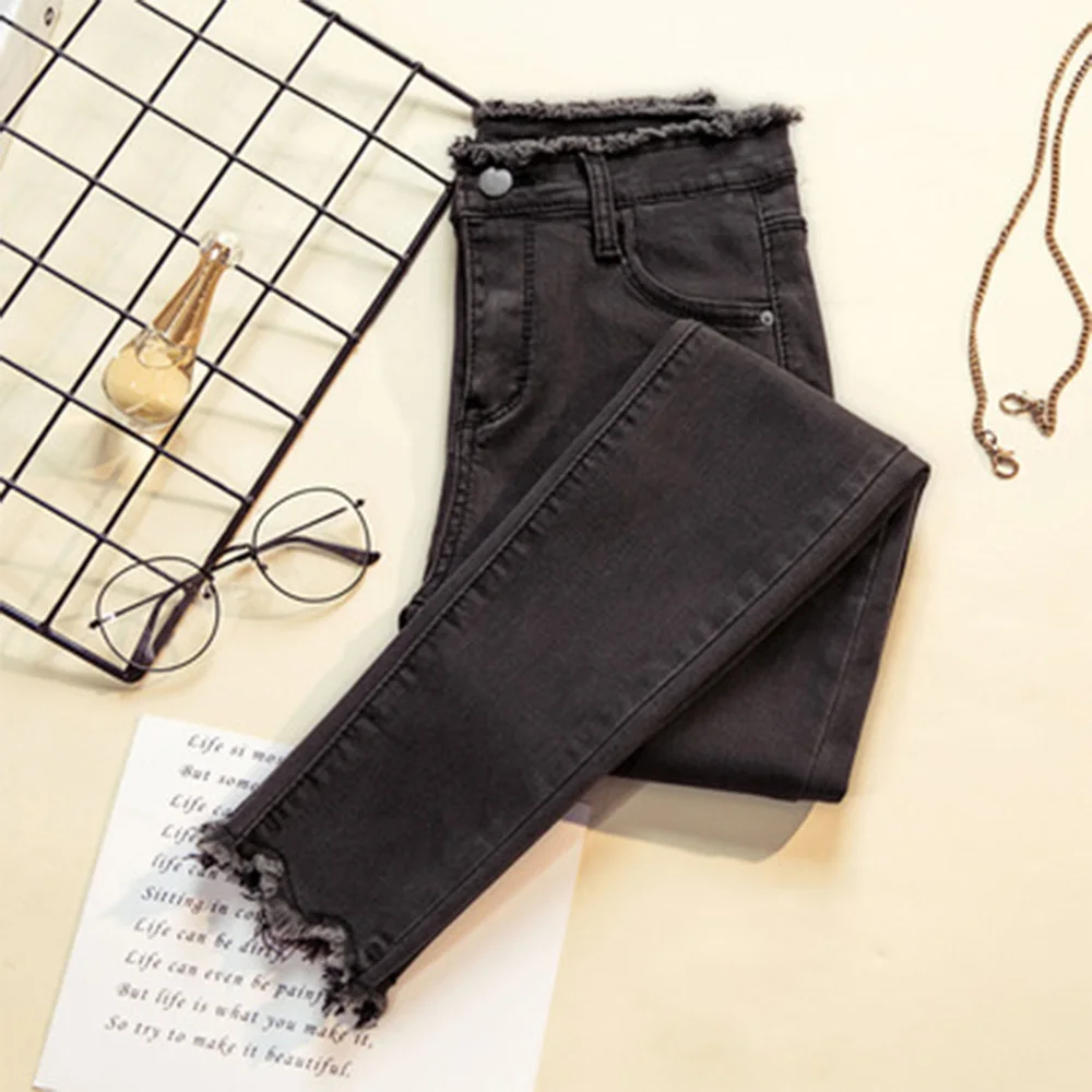 

2019 Jeans Female Denim Pants Black Color Womens Jeans Donna Stretch Bottoms Feminino Skinny Pants For Women Trousers