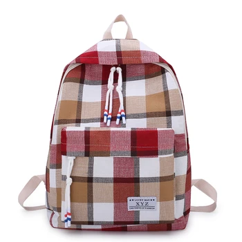 

2020 New Canvas Women backpack Female Plaid School Bags for Teenage Girls High quality Travel Backpacks Harajuku Book Mochilas