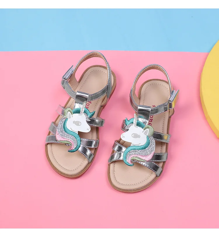 Kids Gladiator Sandals Unicorn Slippers Girls Children's Sandals Summer 2021 Open-toed Beach Jelly Shoes Infant Baby Child children's shoes for sale