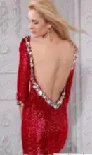 Красный Короткое платье vestido de novia с рукавом три четверти, женское сексуальное черное платье с открытой спиной и блестками, Новое поступление, вечерние платья подружки невесты - Цвет: Красный