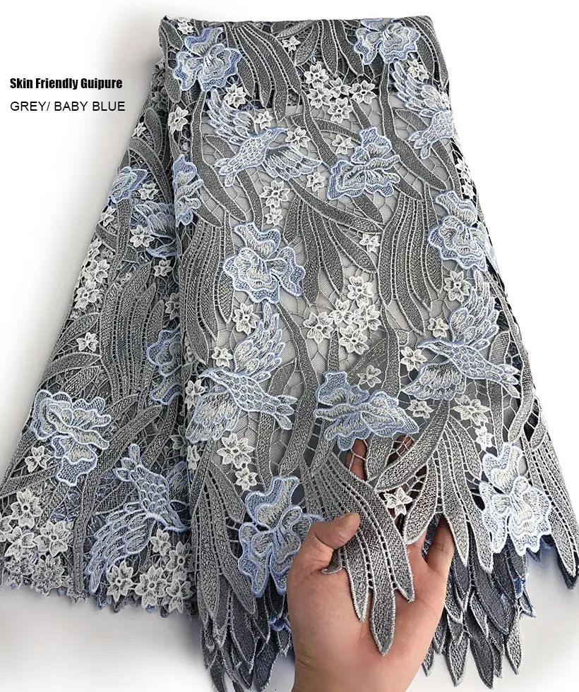 Ceny Klasyczna gładka gipiura bawełniana koronka bardzo miękka koronka z motywem afrykańskim nigeryjska szwajcarska tkanina odzieżowa skóra zdrowa najwyższa jakość 5 jardów szt