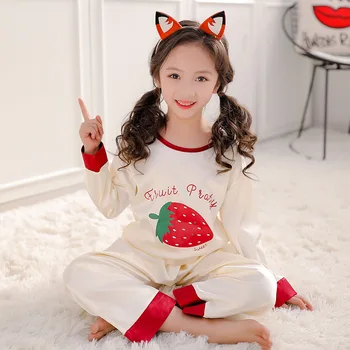 

Girls Home Clothes Long Sleeve Sleep Set Spring And Summer New Korean Version Homewear Children Silky Pajama Suit Nightwear