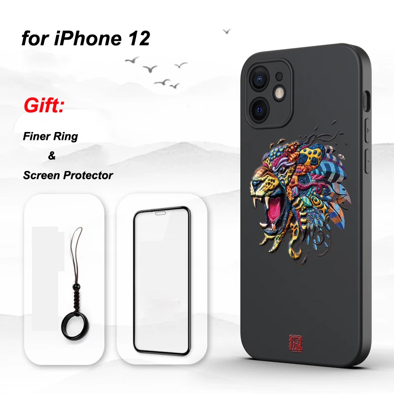 3D Case for iPhone 12 Pro Max 12Pro Mini 11 XS X XR SE 2020 7 8 Plus Cases Embossed Tiger Soft Silicone Anti-knock Back Cover iphone 7 silicone case