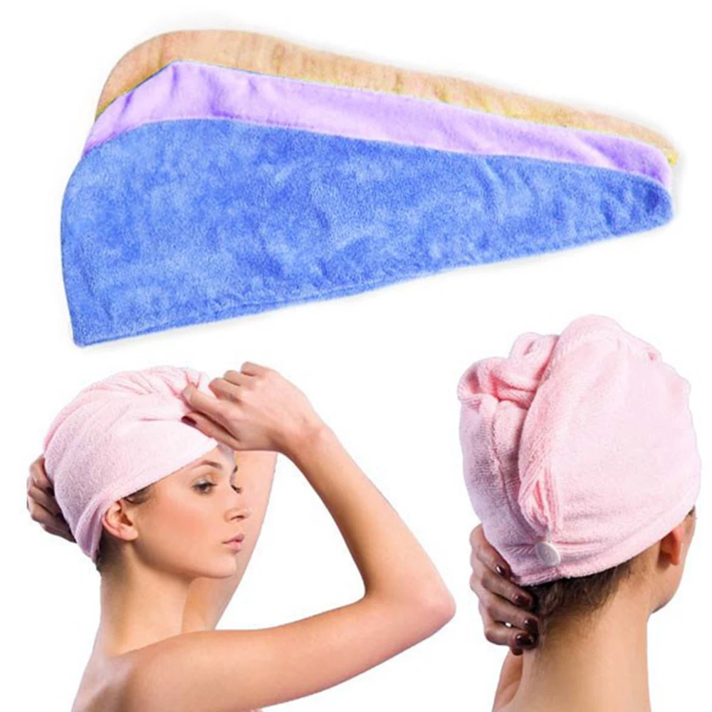 New Microfiber Dry Hair Hat Magic Quick Dry Hair Soft Towel Bath Head Wrap For Women Bathing Sleep Salon Head Cover Wrap Hat