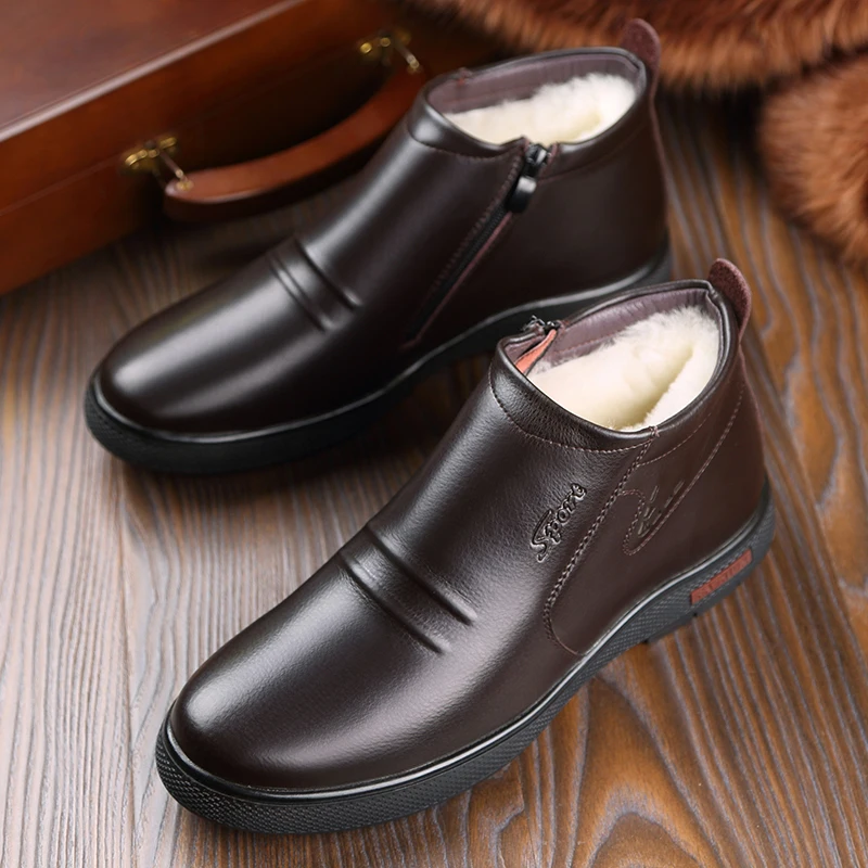 Новинка года; мужские зимние ботинки; качественная обувь из воловьей ...