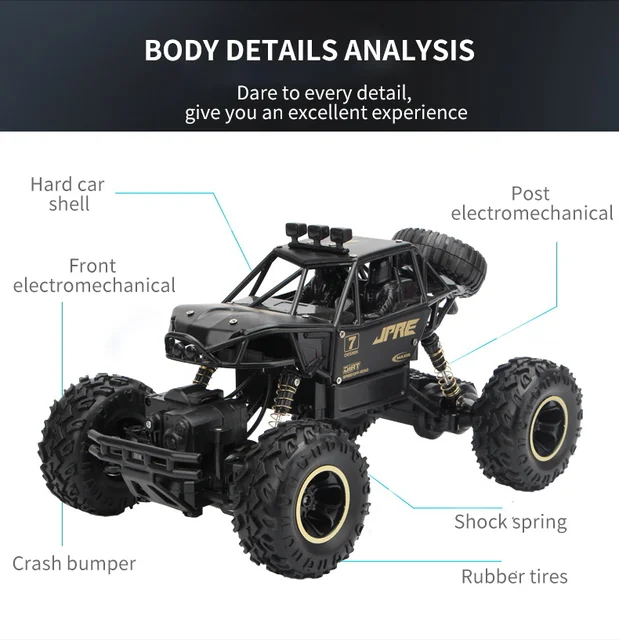 1:16 4WD RC Car Rock Crawlers Drive Car 2.4G Radio Control RC Cars Toys Buggy High speed Trucks Off-Road Trucks Toys for Kid 5