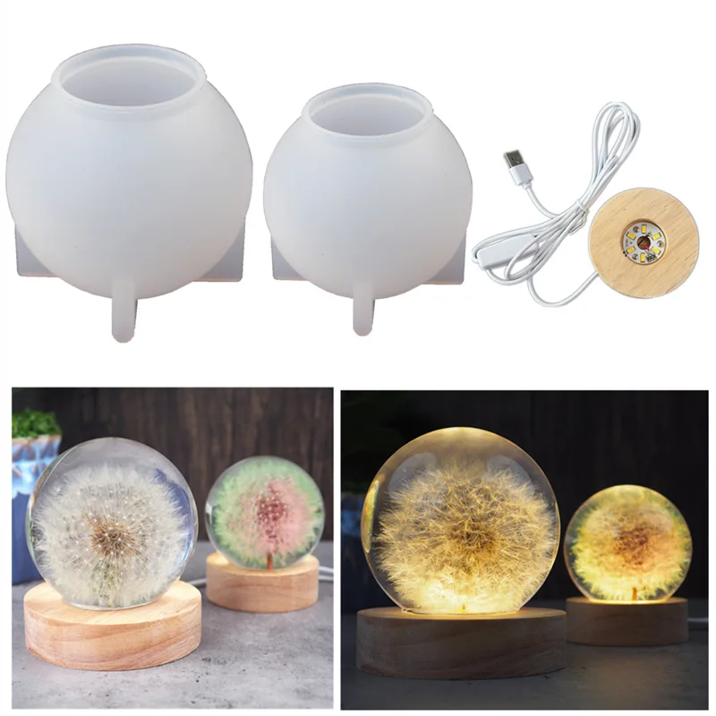 DIY Crystal Epoxy Resin Mold One-in-one Ball Small Night Lamp Multi-size Round Night Light Set Silicone Molds For Epoxy Resin