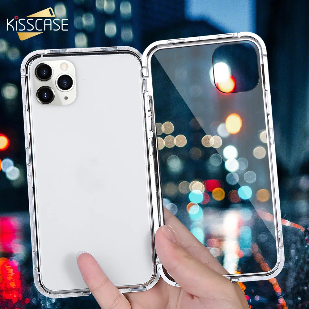 KISSCASE Magnetic Glass Phone Case For iPhone 11 Pro MAX Tempered Cases XR 7 8 6 6S Plus X XS Back Cover Funda |
