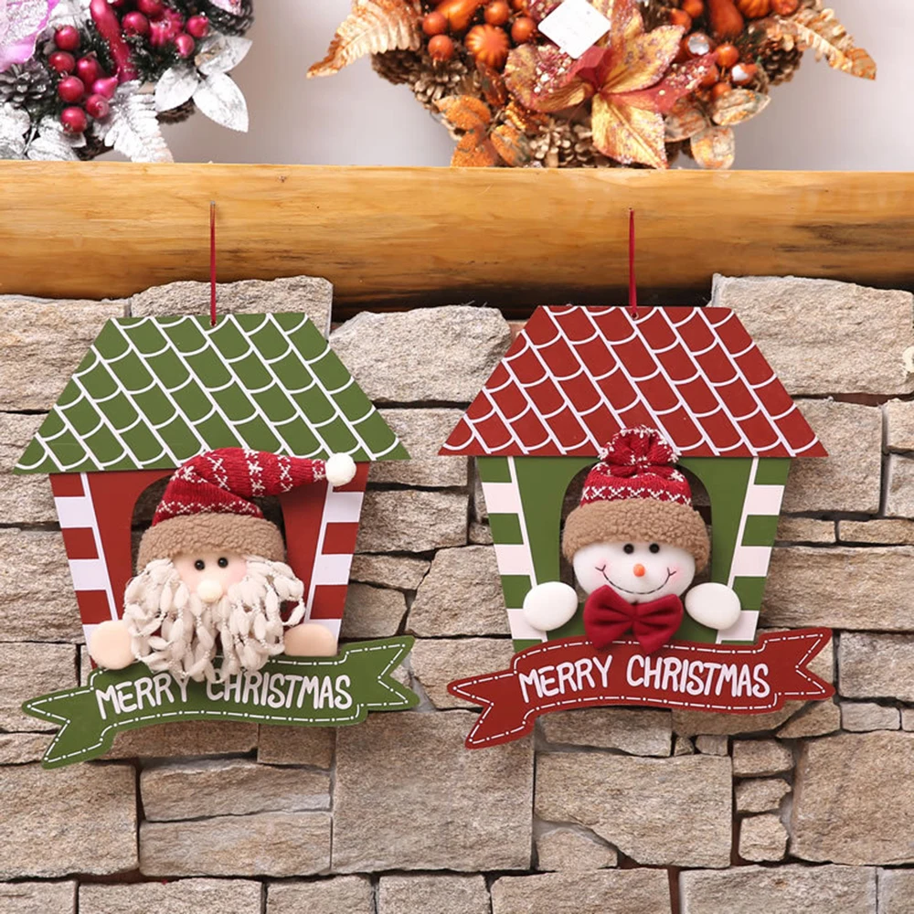 Christmas Decorations Santa Claus Snowman Store Window Set Props Pendant