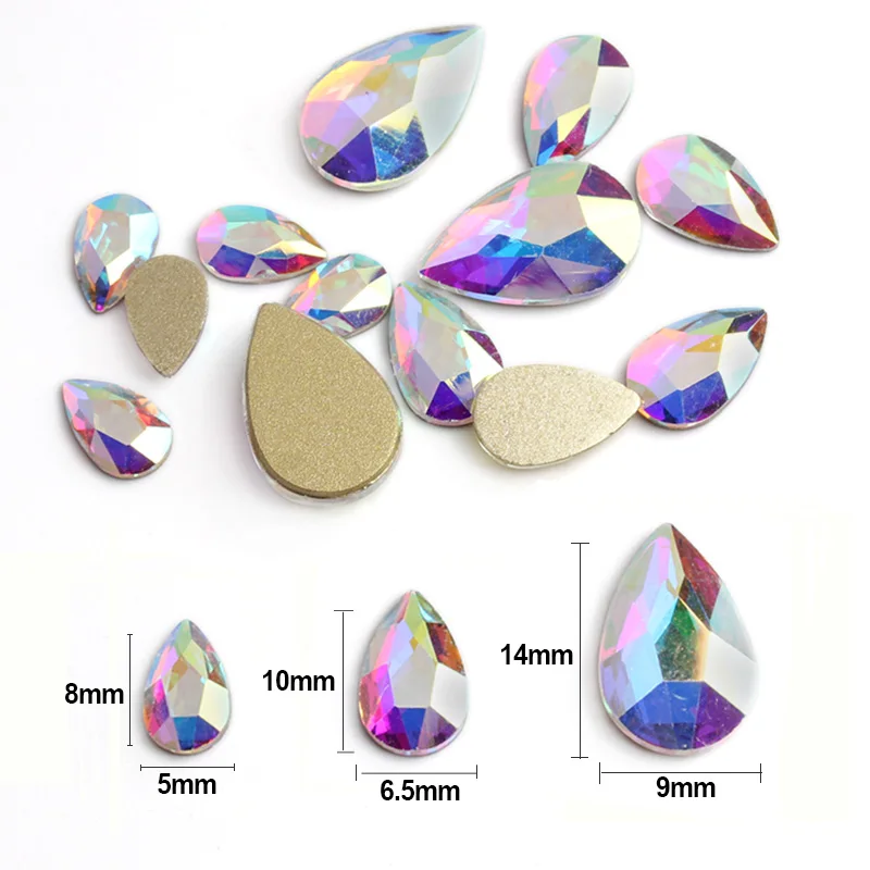 Nail Art Rhinestones Nail Art Accessories Glass Rhinestones Glass Crystals Rhinestone Crystals Rhinestone Accessories Diamond Accessories Rhinestones Beads 30/100Pcs Glass Crystal 7X10MM Water Drop Shape 19Color 3D Nail Art Rhinestones For DIY Manicure Decorations Diamond