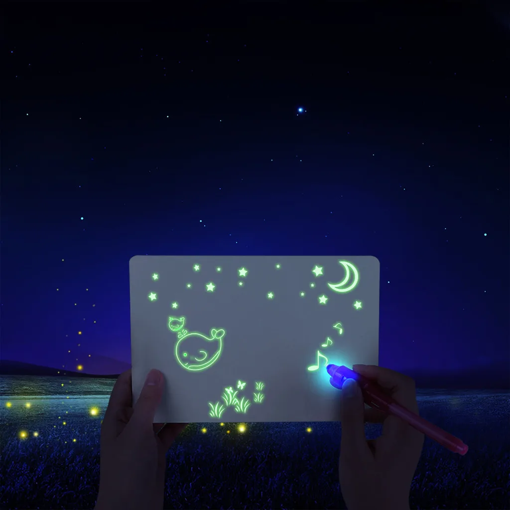 Светодиодный светящийся чертежный щит для рисования граффити, планшет для рисования, волшебное рисование, светильник-забавная флуоресцентная ручка, обучающая игрушка, 2 ручки/набор