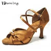 IDancing Dance Shoes Women's Ballroom Salsa Latin Shoes Sneakers Dance Shoes Ballroom Shoes Girls Black  Bronze High Heel ► Photo 2/4