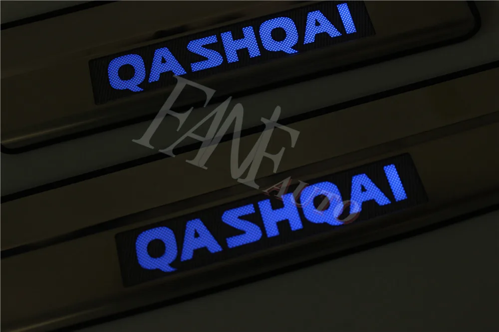 Нержавеющая сталь светодиодные пороги Накладка защита порогов защитная накладка для Nissan Qashqai 2013