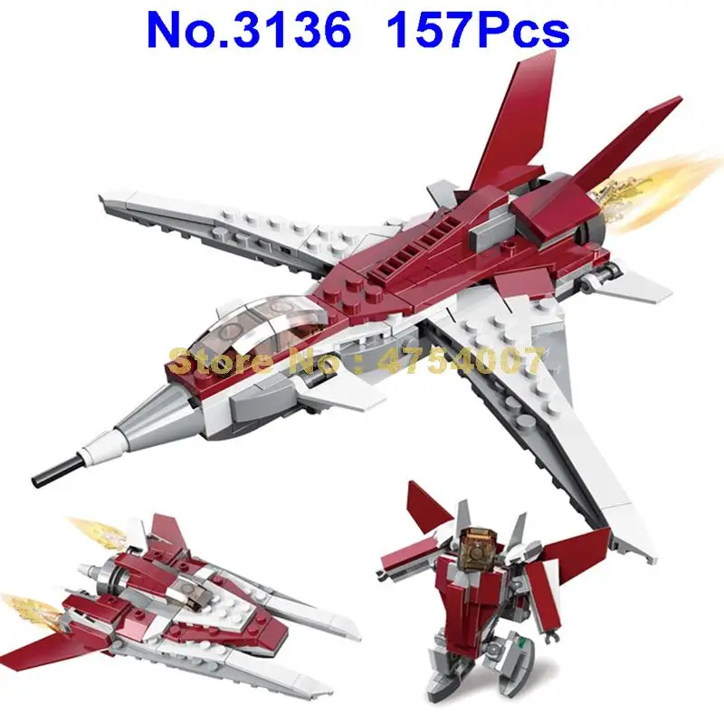 

3136 157pcs 3in1 creative aircraft air fighter robot building blocks 31086 Toy