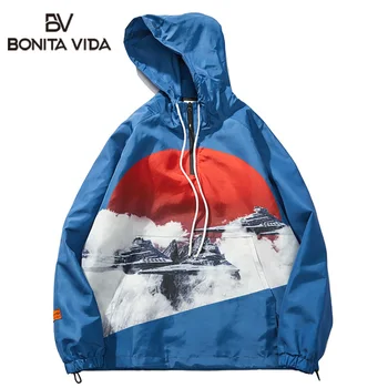 

Hip Hop Windbreaker Jacket Men Fashion Harajuku Pullover Pockets Half Zipper Coat Casual Track Jacket Streetwear