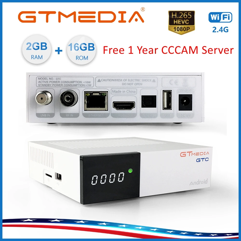 Спутниковый ресивер GTC FTA DVB S2 Biss VU Cccam Receptor DVB-C-тюнер dvb T2 4K Android tv box ISDB-T Поддержка IP tv CCCAM tv box