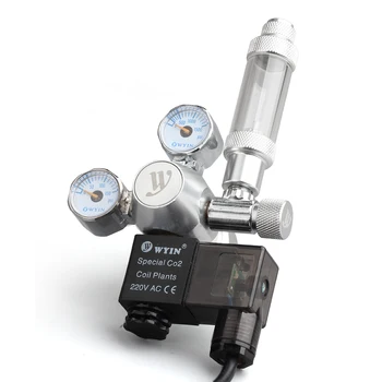 

12V Aquarium CO2 Regulator CO2 Pressure Regulator with Solenoid Double Pressure Gauge Bubble Counter & Check Valve CO2 Regulator