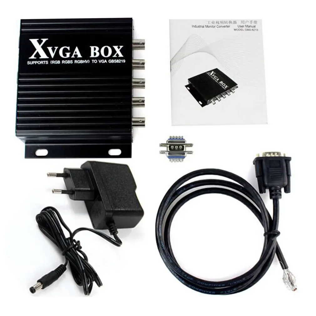 US $166.12 XVGA Box RGB RGBS RGBHV MDA CGA EGA To VGA Industrial Monitor Video Converter With EU Plug Power Adapter Black NEW Digital