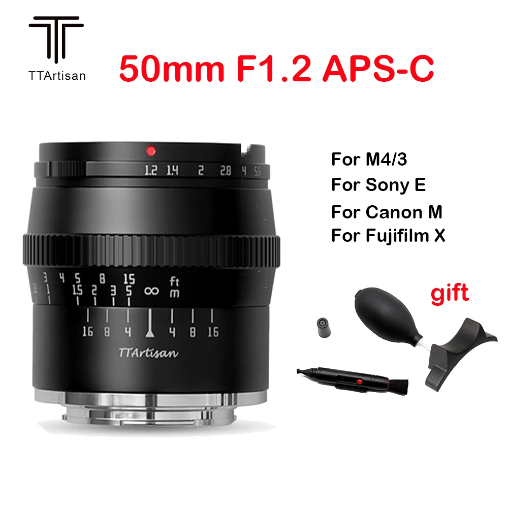 TTArtisan 50 мм F1.2 фотообъектив с ручной фокусировкой для SONY E FUJI X Canon M Panasonic Olympus M43