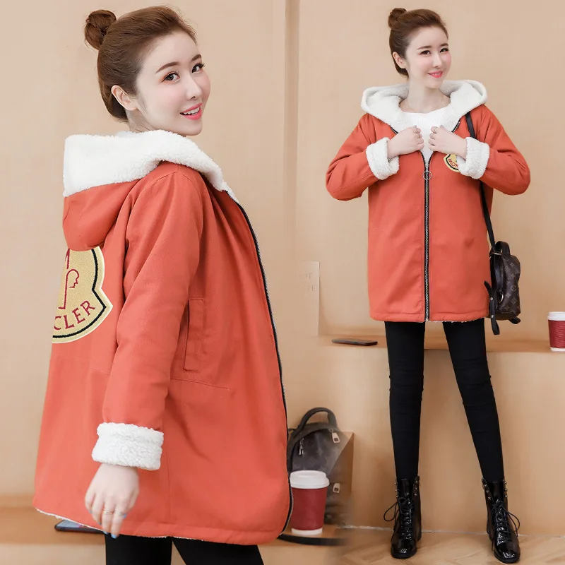 

Photo Shoot 2019 New Style Korean-style Extra-large Lambs Wool Jeans Coat Students Brushed And Thick Cotton-padded Clothes Cotto