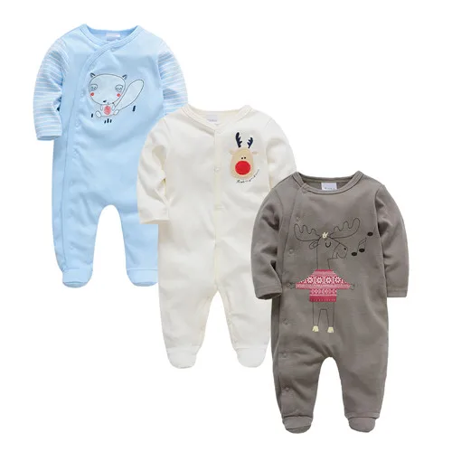 Kavkas 3 pcs/lot Baby Girls Boys Clothes Dinosaur Printing Summer Cotton Jumpsuit Newborn Rompers 0-3 m Long Sleeve Clothing - Цвет: PY10818486