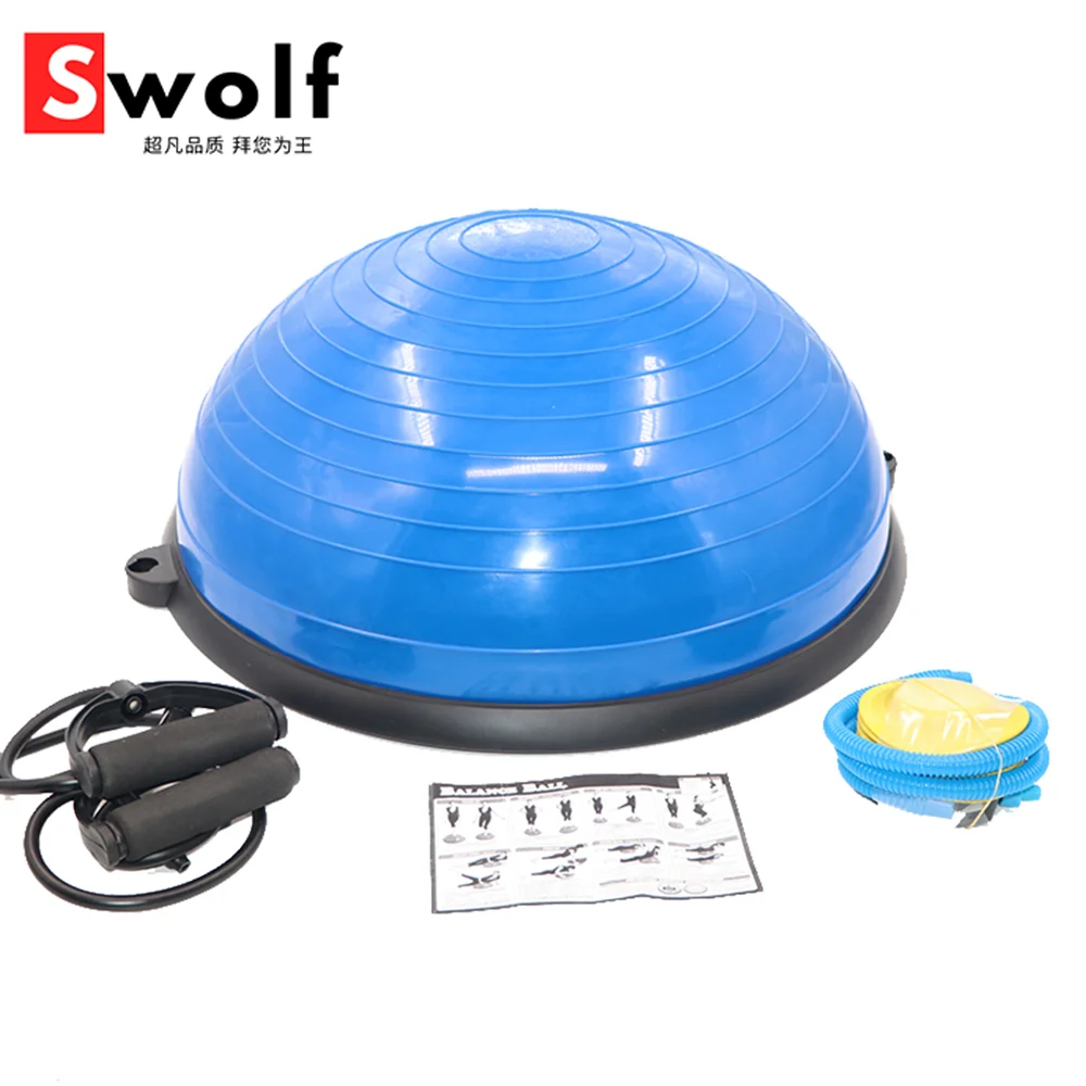 58cm Yoga Balance Ball Half Yoga Ball Exercises Training Gym Workout With Strings & Pump