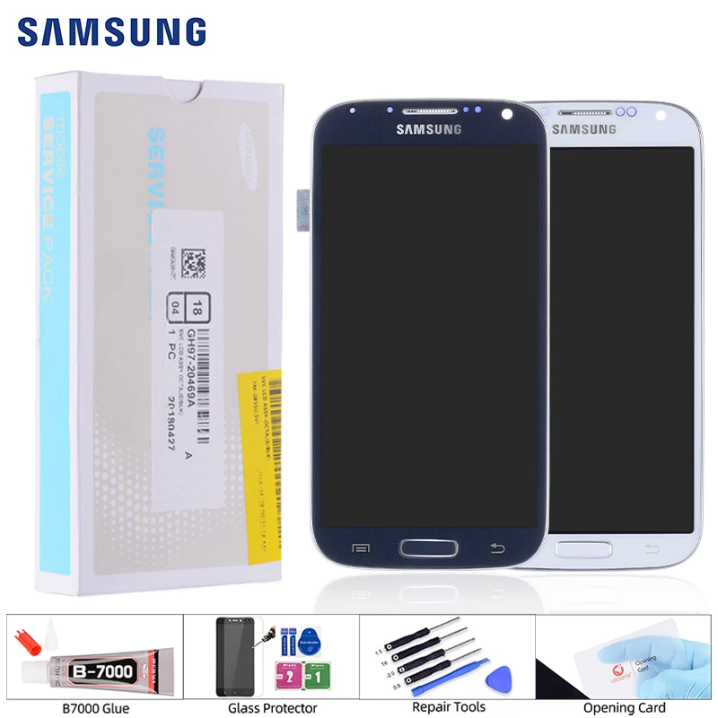 Дешево Дисплей для Samsung S4 font b LCD b font GT i9505 i9500 в сборе с тачскрином на рамке Оригинал белый синий