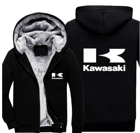 Зимнее пальто Kawasaki Логотип мото мужские повседневные толстые теплые толстовки мужская хлопковая куртка повседневные мотогонок толстовки E f