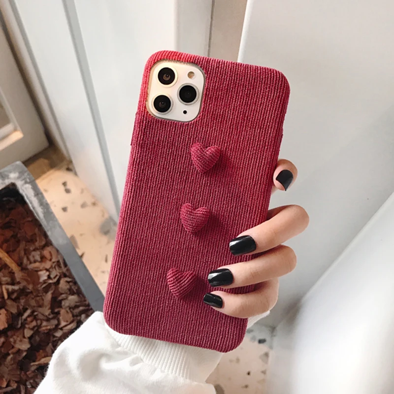 Винтажный 3D чехол для телефона с сердечком для iPhone 11 Pro 11pro Max XR XS MAX X 6 6S 7 8 Plus, мягкий однотонный чехол для задней панели телефона s