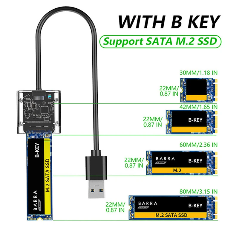 HDD Box  SSD CASE NVME/SATA Chassis M.2 To USB 3.0 SSD Adapter For NVME PCIE NGFF SATA M / B Key SSD Disk Box M.2 SSD CASE external hard disk enclosure