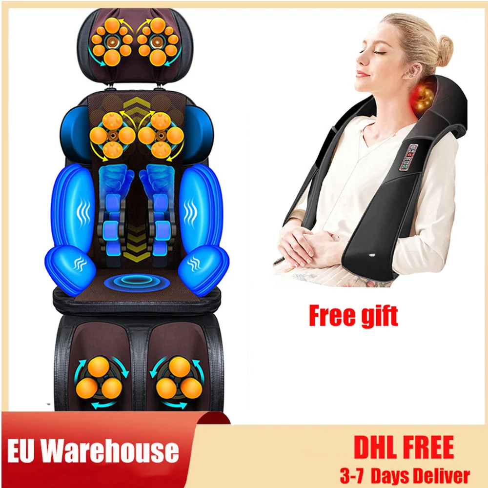 Electric Vibrating Full Body Massage Cushion Neck Back Waist Hip Leg Massage Chair Heating  Massage Muscle Stimulator