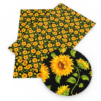 

20*34cm Sunflower Love Striped Synthetic Leather Patchwork For Hair Bow Decoration Crafts,DIY Handmade Materials,1Yc5743