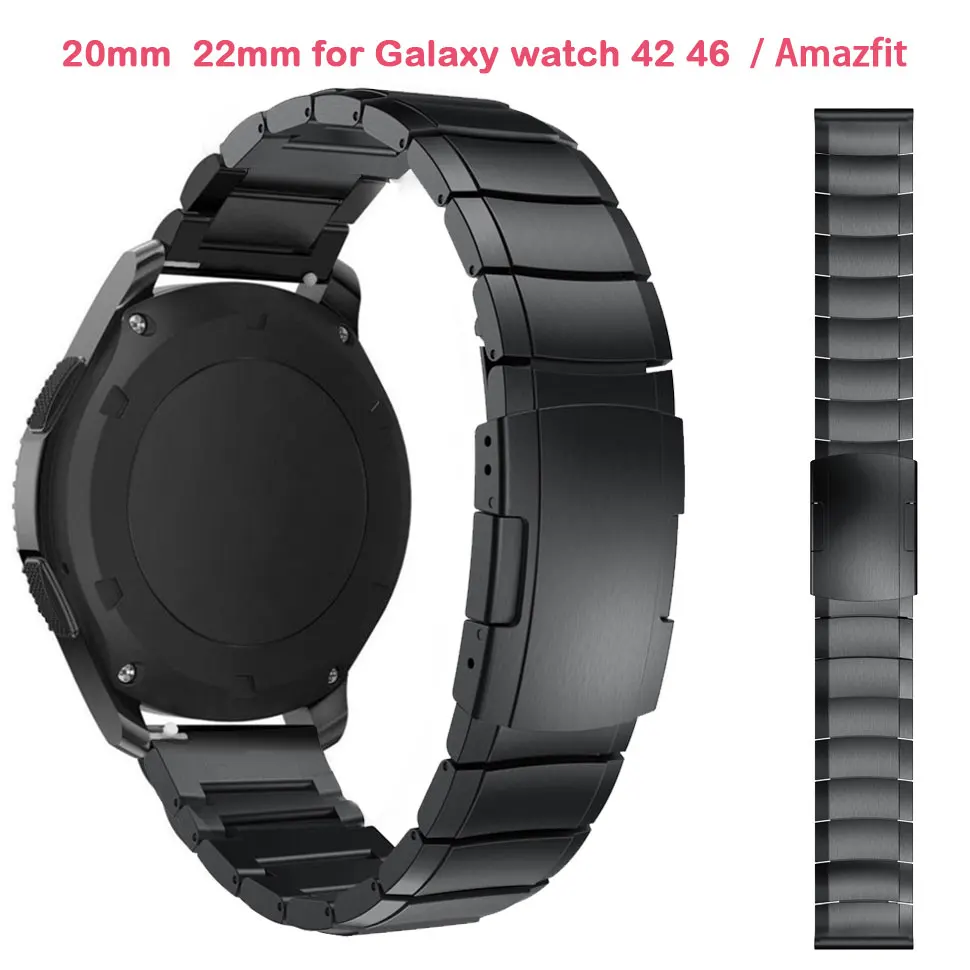 22 мм 20 ремешки для часов Samsung Galaxy Watch 42 46 Amazfit Bip Pace Motor 360 из нержавеющей стали Gear S3 S2