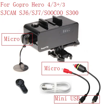 Gopro 3 4 power Suptig 5200 мА/ч, Водонепроницаемый Мощность банк Батарея Зарядное устройство Водонепроницаемый чехол для экшн-камеры GoPro Hero 8/7/5/4/3 Камера SJ8 H9R зарядным устройством - Цвет: Gopro 3 4 power