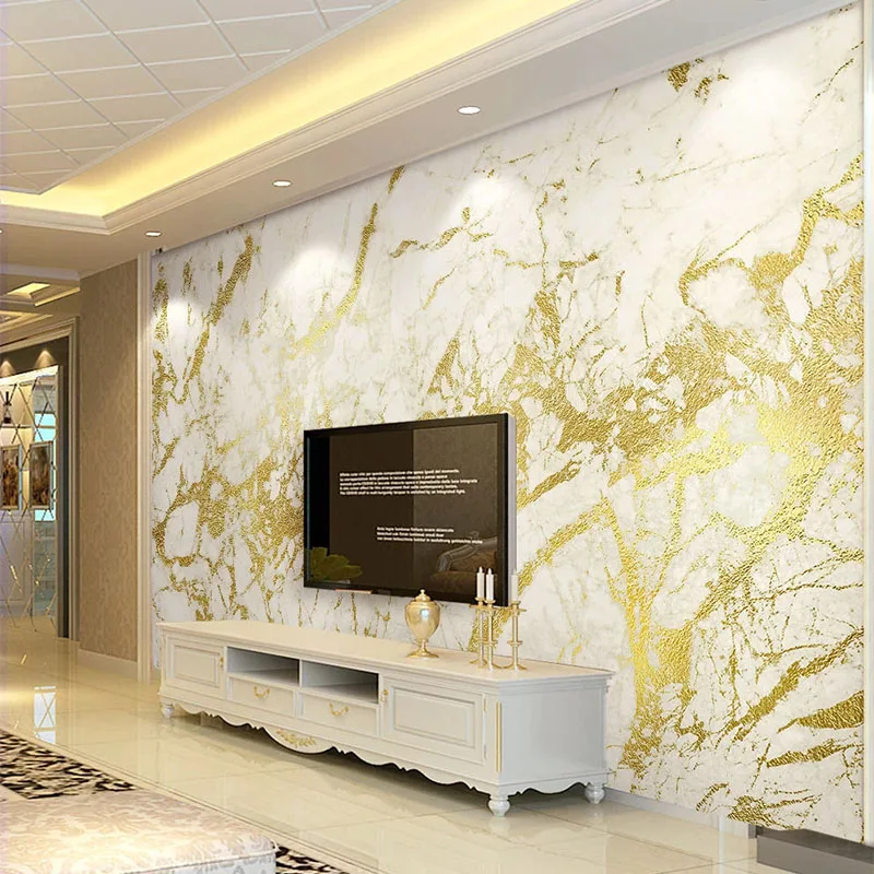 European Style Luxury Wallpaper 3d Golden Stripe White Marble Wallpaper Living Room Tv Sofa Bedroom Background Wall Paper Fresco Wallpapers Aliexpress