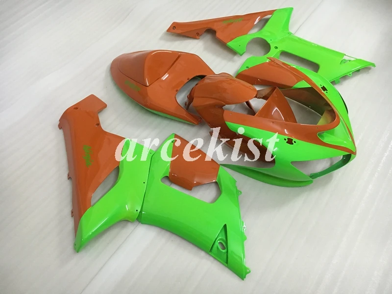 4 подарки ABS мотоцикл обтекатели комплект подходит для Kawasaki Ninja ZX-6R 2005 2006 05 06 636 6R на заказ оранжевый зеленый