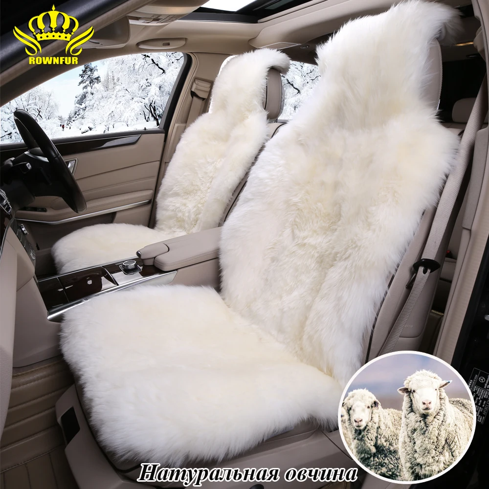 Chair and Armchair OKAYDA Natural Sheepskin Car Seat Cover Square Cushion Universal Size Fit for Auto 