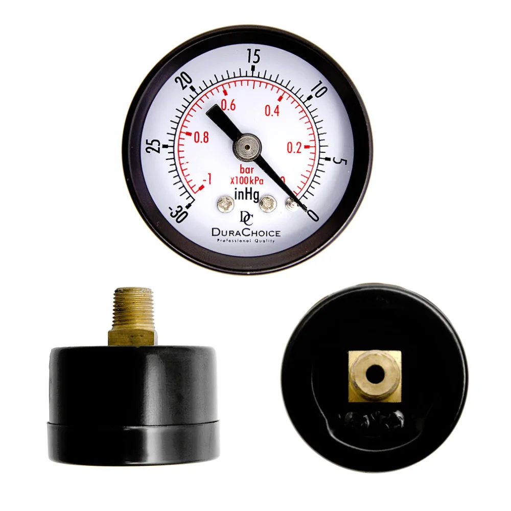 

Dial Dry Vacuum Pressure Gauge Meter Double Scale manometer Stable Performance 1-1/2inch Dial Size Copper Alloy Crimped Casing
