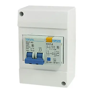 

AC 400V 2 Pole 50A Leakage Protection Mini Circuit Breaker w Cover