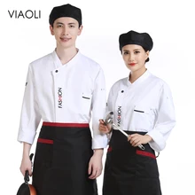 VIAOLI шеф-повар форма офицантки отель кухонного спецодежды с длинными рукавами рабочая одежда шеф-повара общественного питания шеф-повар рубашки Рабочая одежда в стиле милитари для мужчин M-4XL