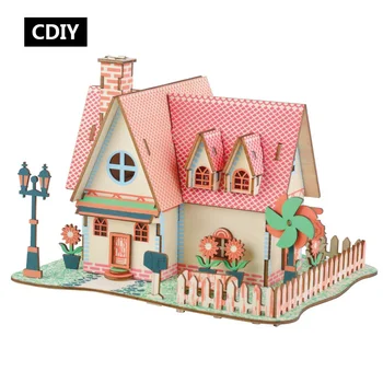 

Laser Cutting DIY Dollhouse Toys 3D Wooden Puzzle Toy Assembly Model Woodcraft Kits Children Kids Desk Decoration Doll House