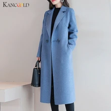 KANCOOLD женское однобортное модное шерстяное пальто, 4 цвета, S-3XL, однотонное, зима, модное приталенное Элегантное длинное пальто